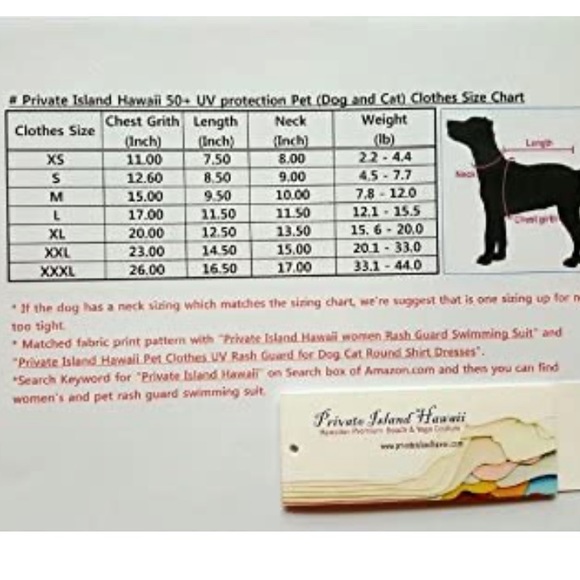 🐾Private Island Hawaii UV Rash Guard Collard Dog Shirt - Picture 8 of 8